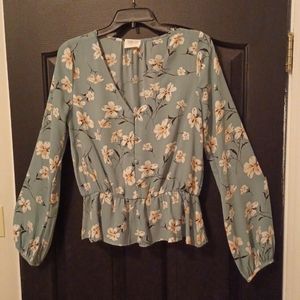 SIENNA SKY LONG SLEEVE BLOUSE SEMI SHEER